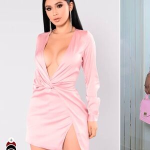 Fashion Nova Pink Bodycon Long Sleeve Dress